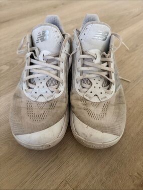 New Balance Beige White Lace-Up Sneakers